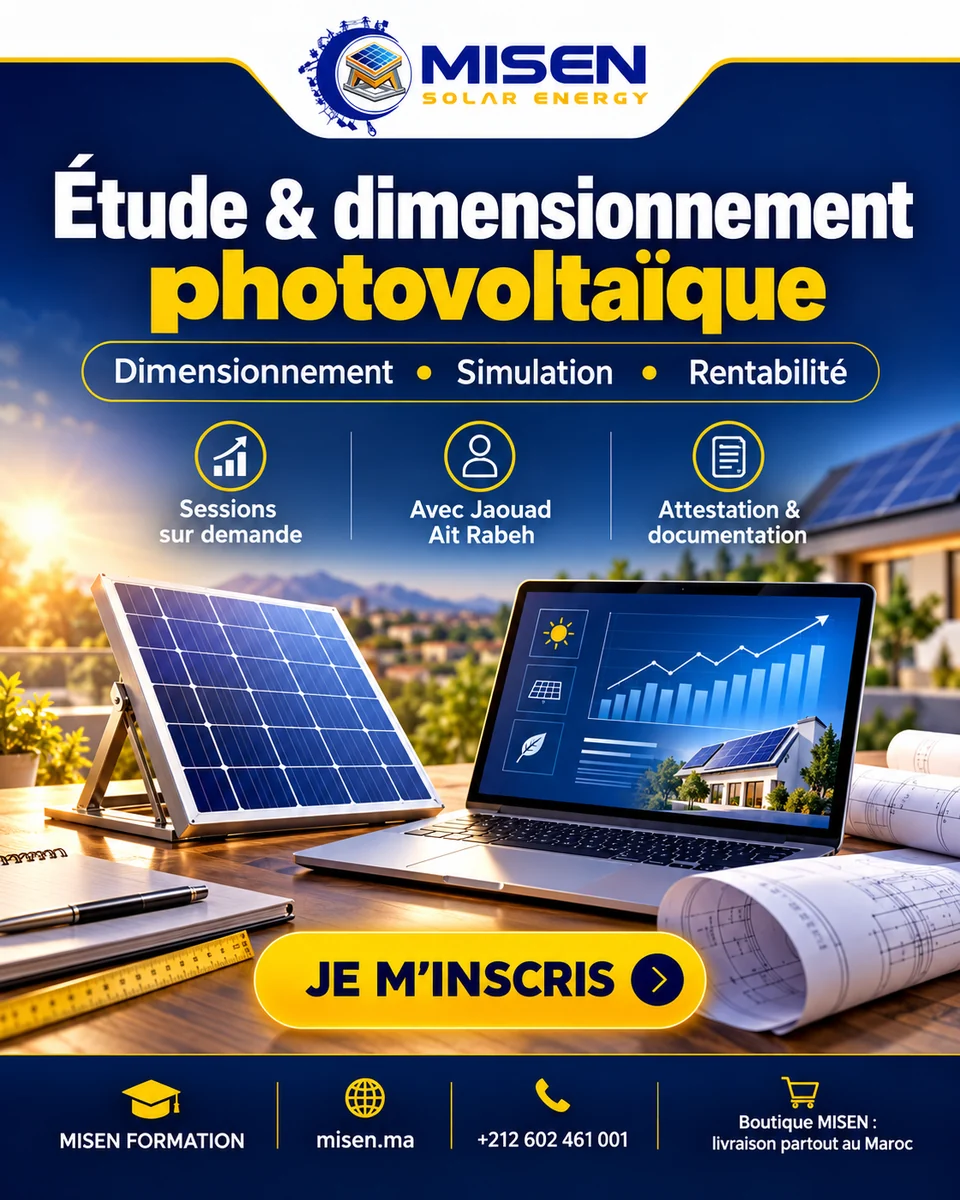 Affiche MISEN : Étude et dimensionnement photovoltaïque