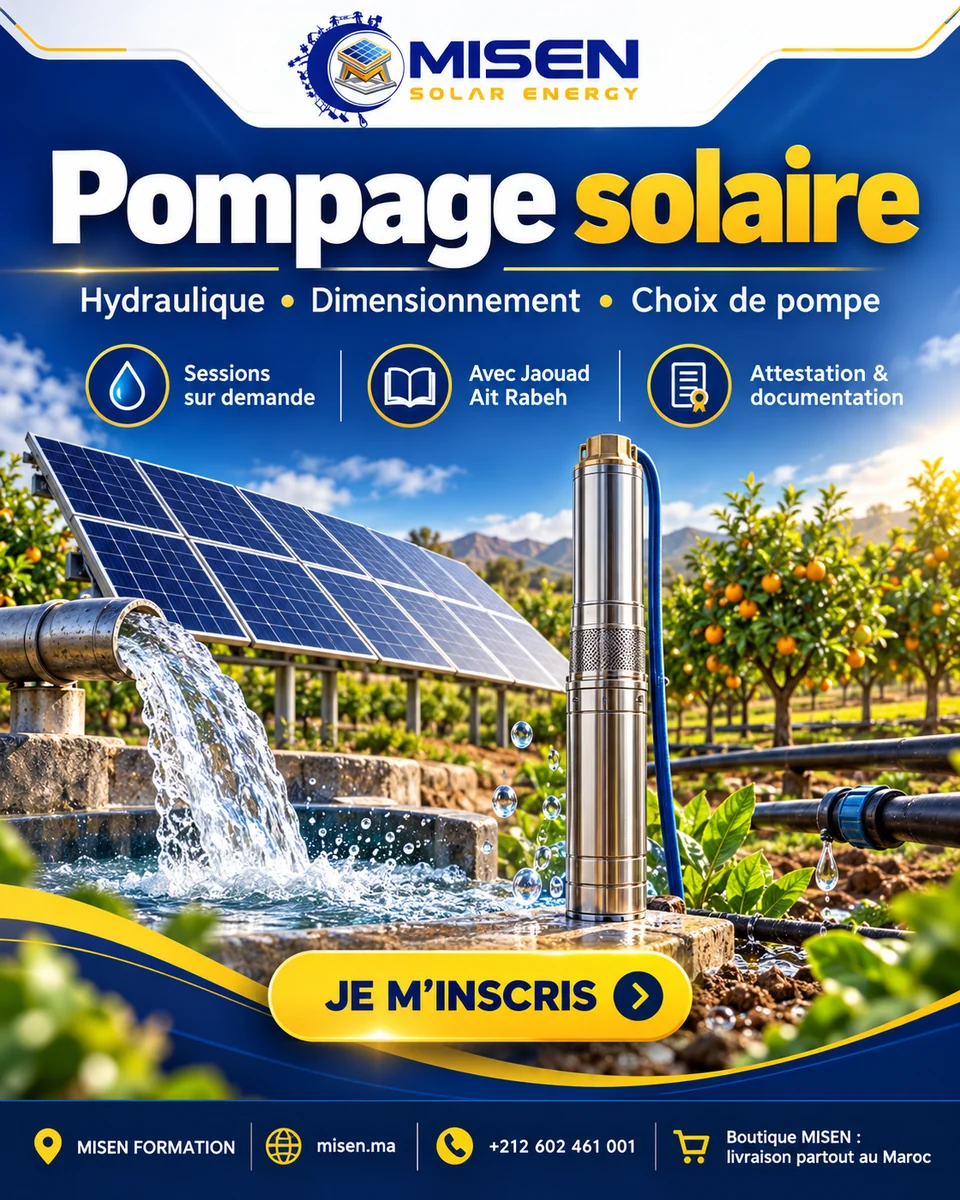 Affiche MISEN : Étude et dimensionnement des systèmes de pompage solaire