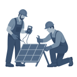 Techniciens installant des panneaux solaires